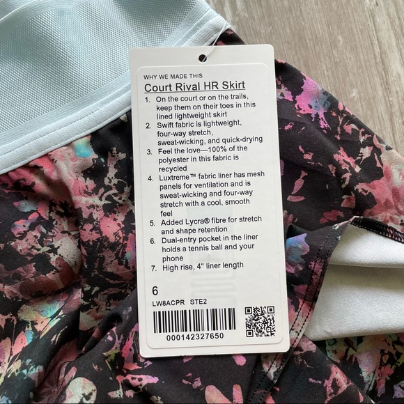 Lululemon Court Rival High-Rise Skirt - Stencil Blossom Red Multi - Picture 4 of 6